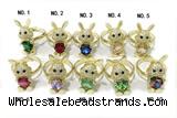 RING10 12*26mm copper rabbit rings mountain gold plated