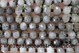 ROND217 15 inches 6*8mm faceted rondelle black rutilated quartz beads