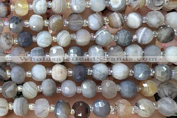 ROND218 15 inches 6*8mm faceted rondelle botswana agate beads