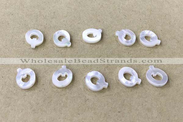 Shel31 8*10mm Natural White Shell Alphabet Letter Pendant