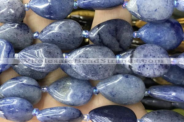 TEAR24 15 inches 13*18mm flat teardrop blue aventurine jade beads