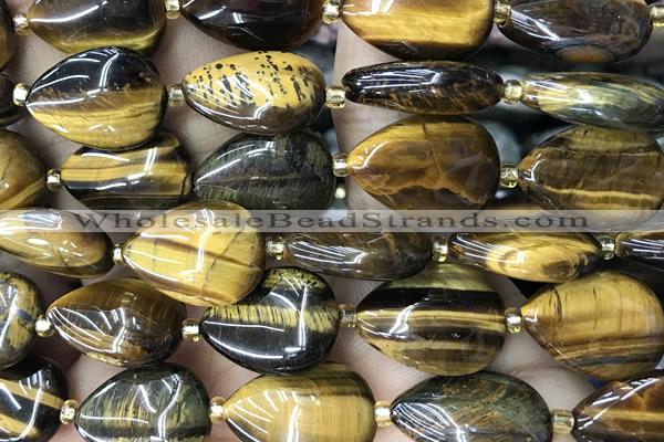 TEAR37 15 inches 13*18mm flat teardrop yellow tiger eye beads