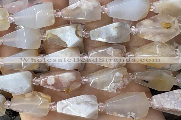 TEAR44 15 inches 10*20mm - 13*23mm faceted freeform teardrop sakura agate beads