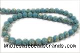 TURQ12 15 inches 6mm round synthetic turquoise with shelled beads