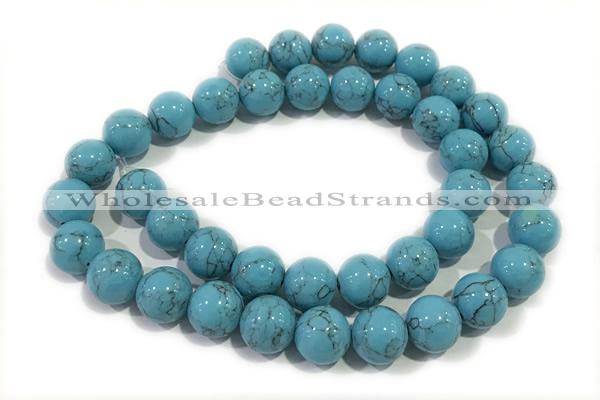 TURQ186 15 inches 4mm round synthetic turquoise beads